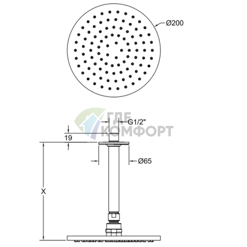 Потолочная душевая головка GESSI INCISO: шарнирная, регулируемая длина, цвет Finox Brushed Nickel (58150#149) - фото 2