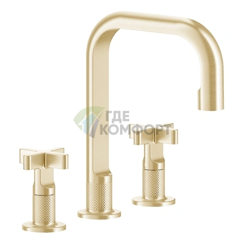 GESSI INCISO Смеситель для раковины на 3 отверстия с донным клапаном, золото (58113#246) - фото 1