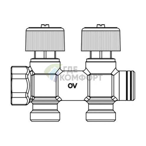 Коллектор Oventrop (4200552) 3/4 ВР(г) х 2 выхода 3/4 НР(ш) ЕК х 3/4 НР(ш) регулируeмый - фото 5