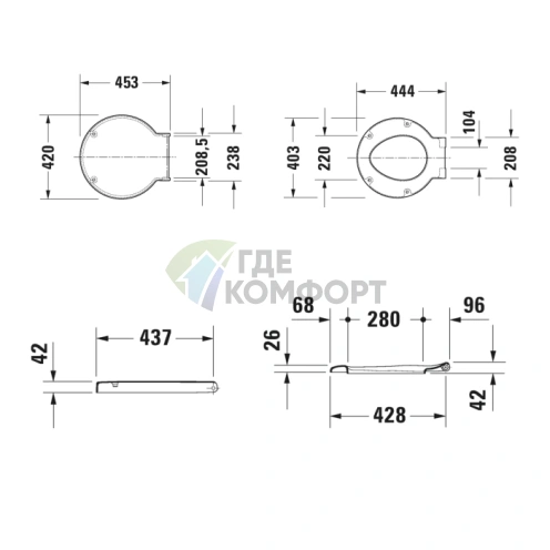 Сиденье для унитаза Duravit Starck 1 съемное с системой SoftClose, стальные петли, белый (65880099) - фото 2