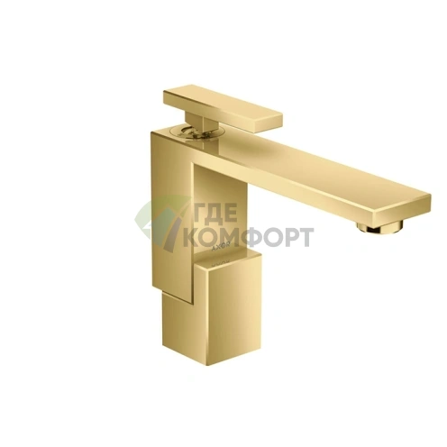 Смеситель для раковины AX Edge 130 с донным клапаном push/open, излив 160 мм, полированное золото (46010990) - фото 1