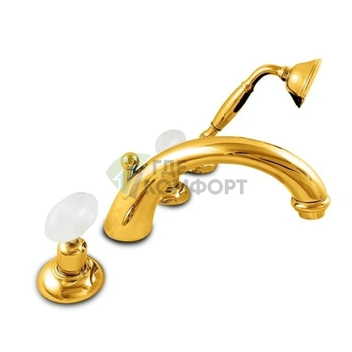 Золотой смеситель для ванны Nicolazzi Cristallo Di Rocca с ручным душем (2104GO09C) фото 1