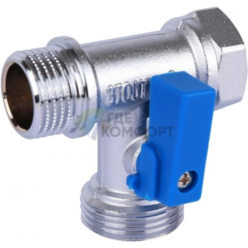 Кран шаровой проходной для стиральных и посудомоечных машин 1/2 х 3/4 х 1/2 Stout - фото 1