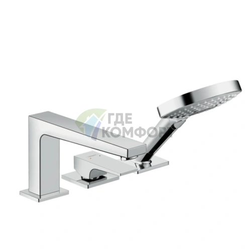 Смеситель для ванны Hansgrohe Metropol с ручным душем 3jet, на 3 отверстия, излив 197 мм, хром (32550000) - фото 1