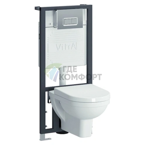 Комплект для унитаза VitrA Form 300 с хромированной нажимной кнопкой 9812B003-7203 - фото 1