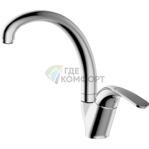 Смеситель для кухни Bravat Fit F7135188CP-1-RUS с высоким изливом, латунный, хром - фото 1