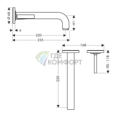Смеситель для раковины AX Citterio в элегантном шлифованном золоте (39116250) - фото 2