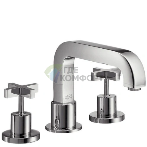 Смеситель AX Citterio для ванны на борт с крестовыми ручками, 3 отверстия, хром (39436000) - фото 1