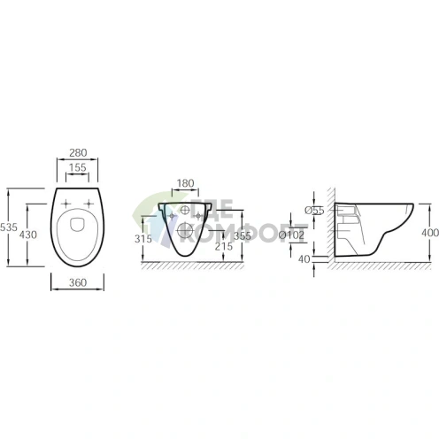 Комплект сантехники Jacob Delafon Patio: настенный унитаз со скрытой инсталляцией - фото 6