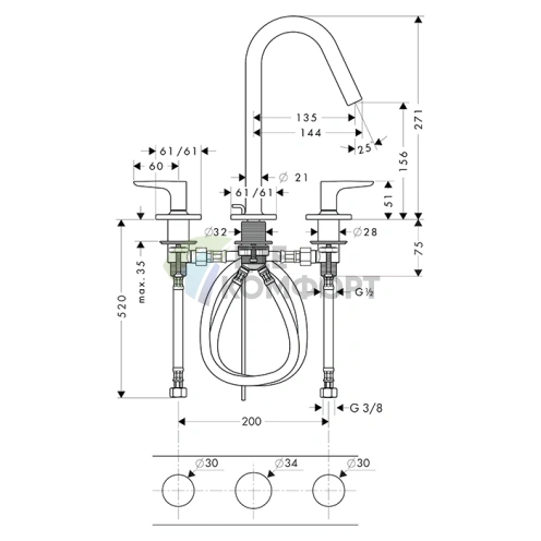 Смеситель для раковины AX Citterio M в шлифованном никеле (34133820) - фото 2