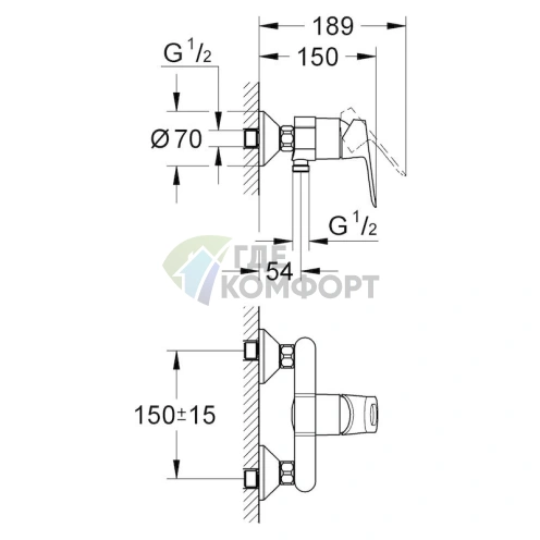 Смеситель для душа Grohe BauLoop 23340000 с термостатом и экономией воды - фото 2