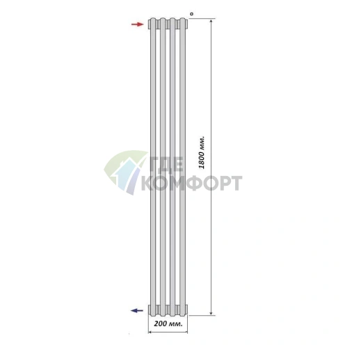 Радиатор стальной трубчатый Purmo Delta Laserline AB 3180 1800х200 4 секции с боковой подводкой - фото 4