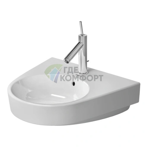 Подвесная раковина Duravit 550x500 мм белого цвета с пьедесталом (2323550000) - фото 1