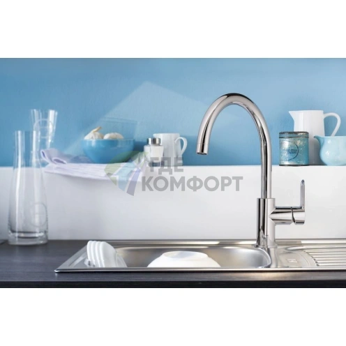 Смеситель Grohe BauEdge для кухни + очиститель Grohclean — готовый комплект - фото 3