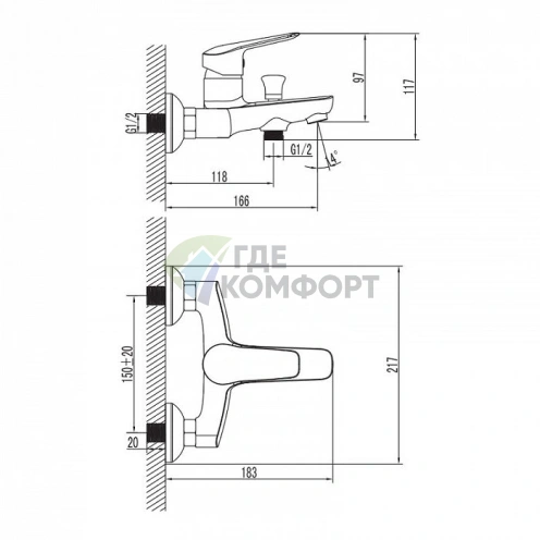 Смеситель для ванны Iddis Torr TORSB00i02 с душем - фото 6