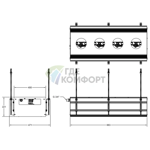 Профиль линейный GESSI BINARIO 880 мм для 4 модулей, цвет Black XL, установка Easy-Fix (61127#299) - фото 2