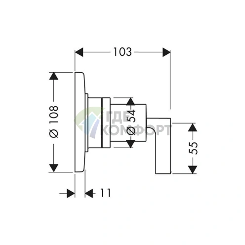 Встраиваемый запорно-переключающий вентиль AX Citterio Trio/Quattro, хром (39920000) - фото 2