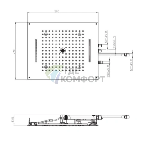 Верхний душ BOSSINI DREAM/4 с LED-подсветкой и 4 режимами подачи воды (H38909.030) - фото 2