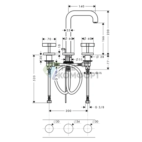 Смеситель для раковины AX Citterio в элегантном шлифованном черном хроме (39133340) - фото 2