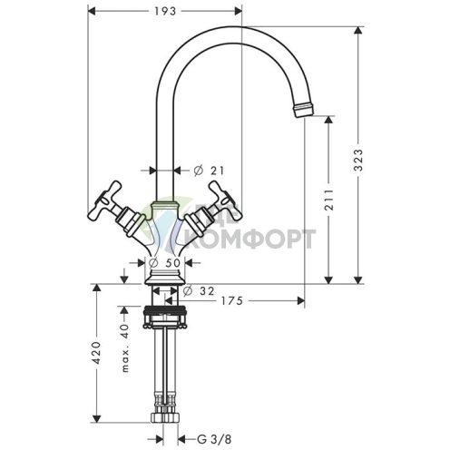 Смеситель для раковины AX Montreux в цвете шлифованное золото (16502250) - фото 2