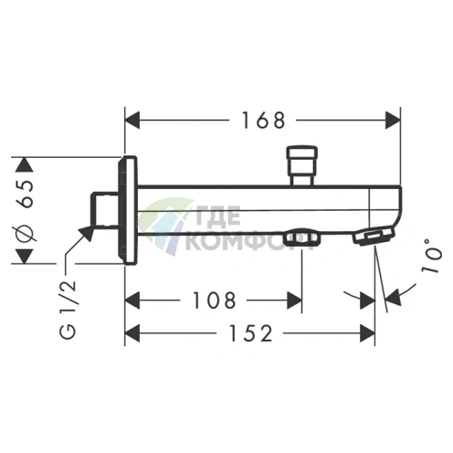 Излив для ванны Hansgrohe Metris S 152 мм, хром (31417000) - фото 2