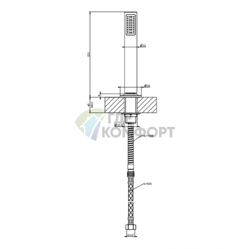 Душевой комплект Gessi Inciso: держатель, шланг 1,5 м и лейка Black Metal Brushed PVD (58137#707) - фото 2
