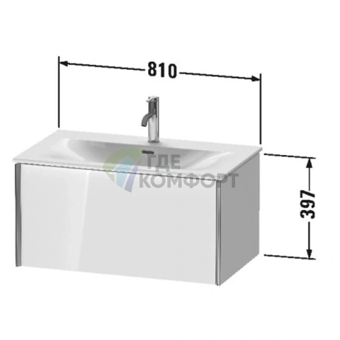 Тумба подвесная Duravit XViu 610x800x480 мм для раковины 234483, цвет walnut dark/черный матовый (XV40340B221) - фото 2