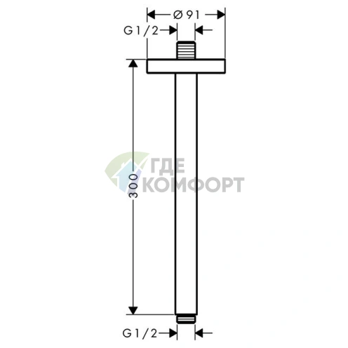 Потолочный держатель для душа AX 300 мм в элегантном цвете «Шлифованный никель» (26433820) - фото 2