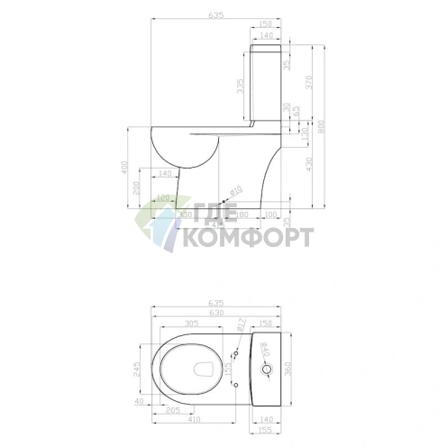 Унитаз-компакт Della Globus Super Plus Jazz чёрный - фото 2
