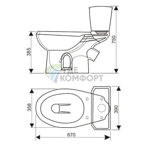 Унитаз-компакт Элисса красный от Оскольской керамики - фото 3