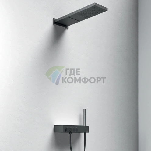 Душевая система HAFRO ICON TAPS 3 TASTI с термостатом, 3 выходами и ручной лейкой, матовый черный (4IC102 nero) - фото 1