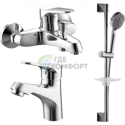 Комплект для ванной Bravat Eco F00313С: 2 смесителя и душевой гарнитур - фото 1