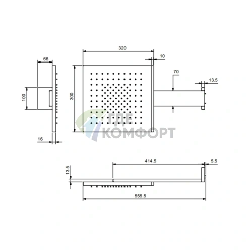 Роскошный верхний душ Fantini AcquaFit с хромотерапией в матово-черном исполнении (79 13 K041B) - фото 2