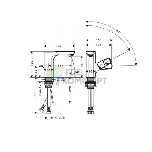 Смеситель для раковины AX Urquiola стального цвета (11025800) - фото 2