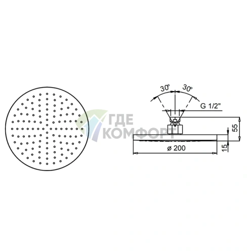 Верхний душ Fantini 20 см с защитой от накипи, матовый белый (86 29 9230) - фото 2