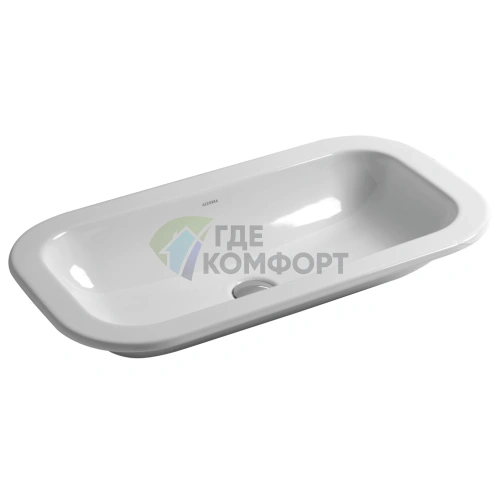 Встраиваемая раковина AZZURRA GLAZE 69x38 см без отверстия, белая - фото 3