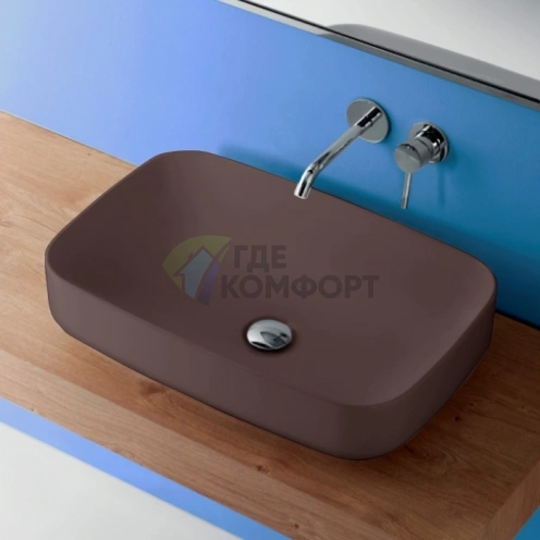 Раковина накладная Kerasan Tribeca 60×38 см без отверстия под смеситель, цвет Borgogna matt (514175*0 Borgogna matt) - фото 1