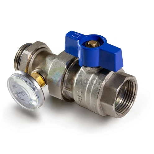 Комплект прямых шаровых кранов с термометрами 1 TIM - фото 1