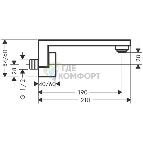 Излив для ванны AX Edge, 190 мм, хром (46410000) - фото 2