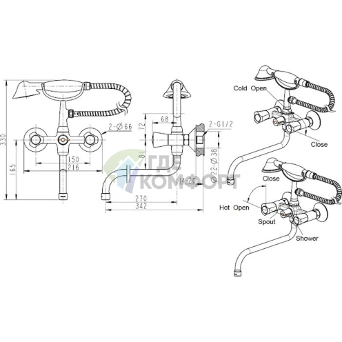 Смеситель Bravat Duo универсальный для кухни (7F6133186CP-LB-RUS) - фото 3