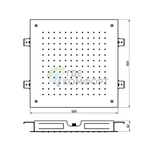 Душевая лейка Almar потолочная встраиваемая 500х500 мм, нержавеющая сталь (E044024.MS) - фото 2