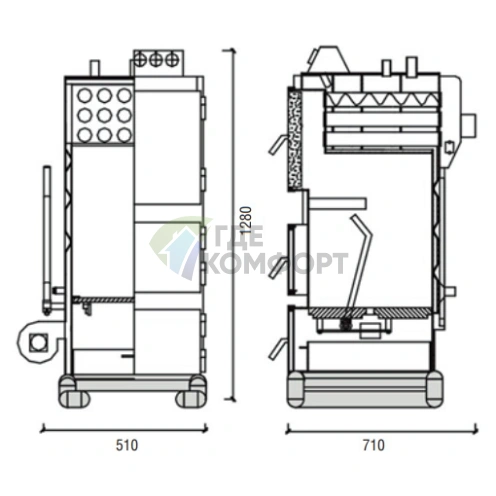 Твердотопливный напольный одноконтурный котел Kentatsu Furst Vulkan SR-25 - фото 2