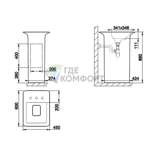 Напольная раковина Gessi iSpa 60x45 см, матовый белый - фото 2