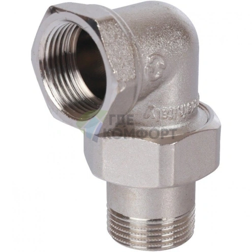 Разъемное угловое соединение американка ВН 3/4 уплотнение под гайкой o-ring кольцо, никелированное Stout - фото 4