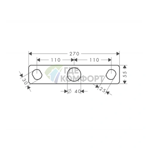 Монтажная панель AX Citterio для смесителя на 3 отверстия на борт ванны, хром (39449000) - фото 2
