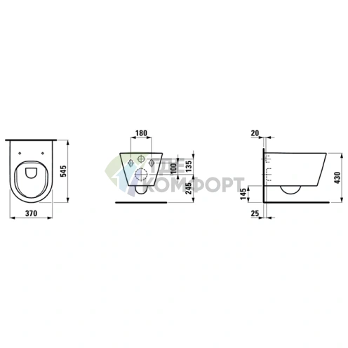 Унитаз подвесной LAUFEN KARTELL с безободковой системой смыва Rimless (8.2033.7.400.000.1) - фото 2