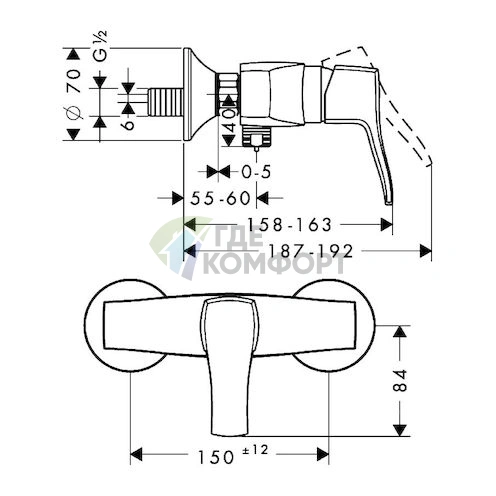 Смеситель для душа Hansgrohe (Хансгрое) Metris Classic настенный - фото 2