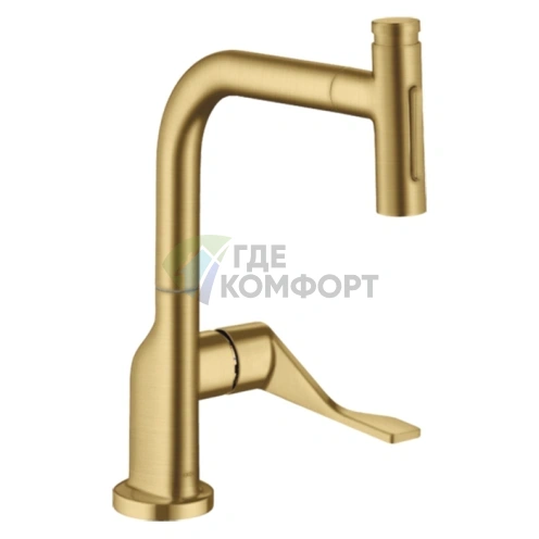 Кухонный смеситель AX Citterio с выдвижным изливом в цвете шлифованное золото (39862250) - фото 1