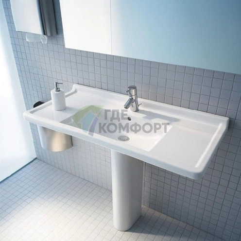 Раковина Duravit Starck 3 двойная 1300x485 мм с двумя отверстиями под смеситель и переливом, белый (865160000) - фото 10