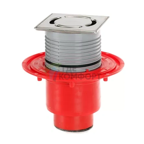 Трап HL310NPr-3000-SML с решеткой 115x115 мм-с сифоном Primus и вертикальным выпуском DN50 манжетой для соединения с SML трубой - фото 1